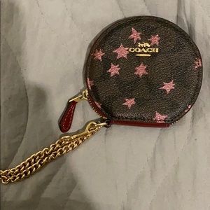 New Coach Pink/Brown stars Card Holder